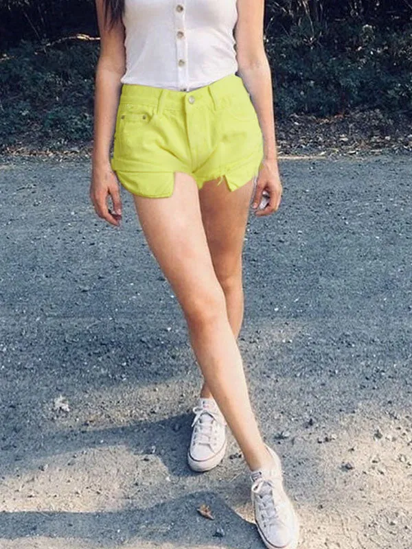 Cuffed Hem Denim Shorts