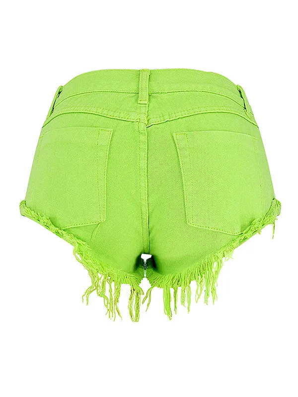Cuffed Hem Denim Shorts