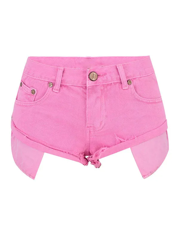Cuffed Hem Denim Shorts
