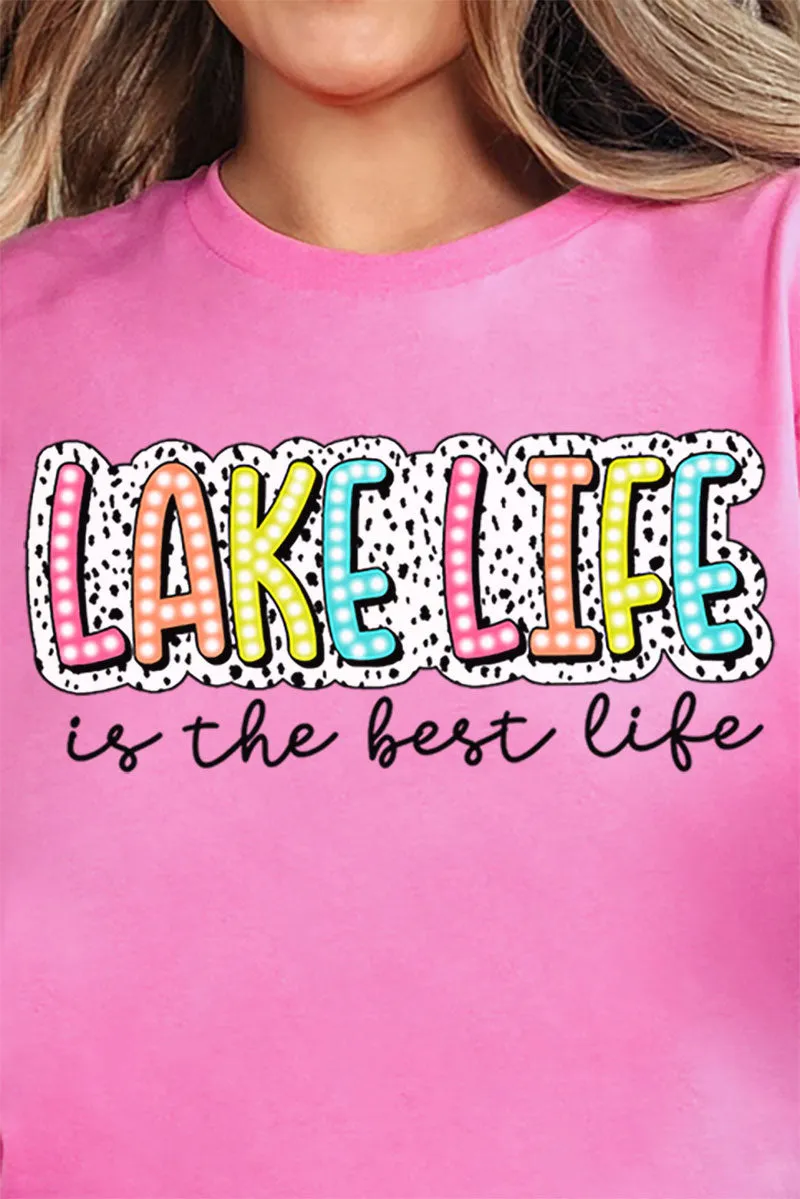 Dalmatian Dots Lake Life Is the Best Life Short Sleeve Relaxed Fit T-Shirt