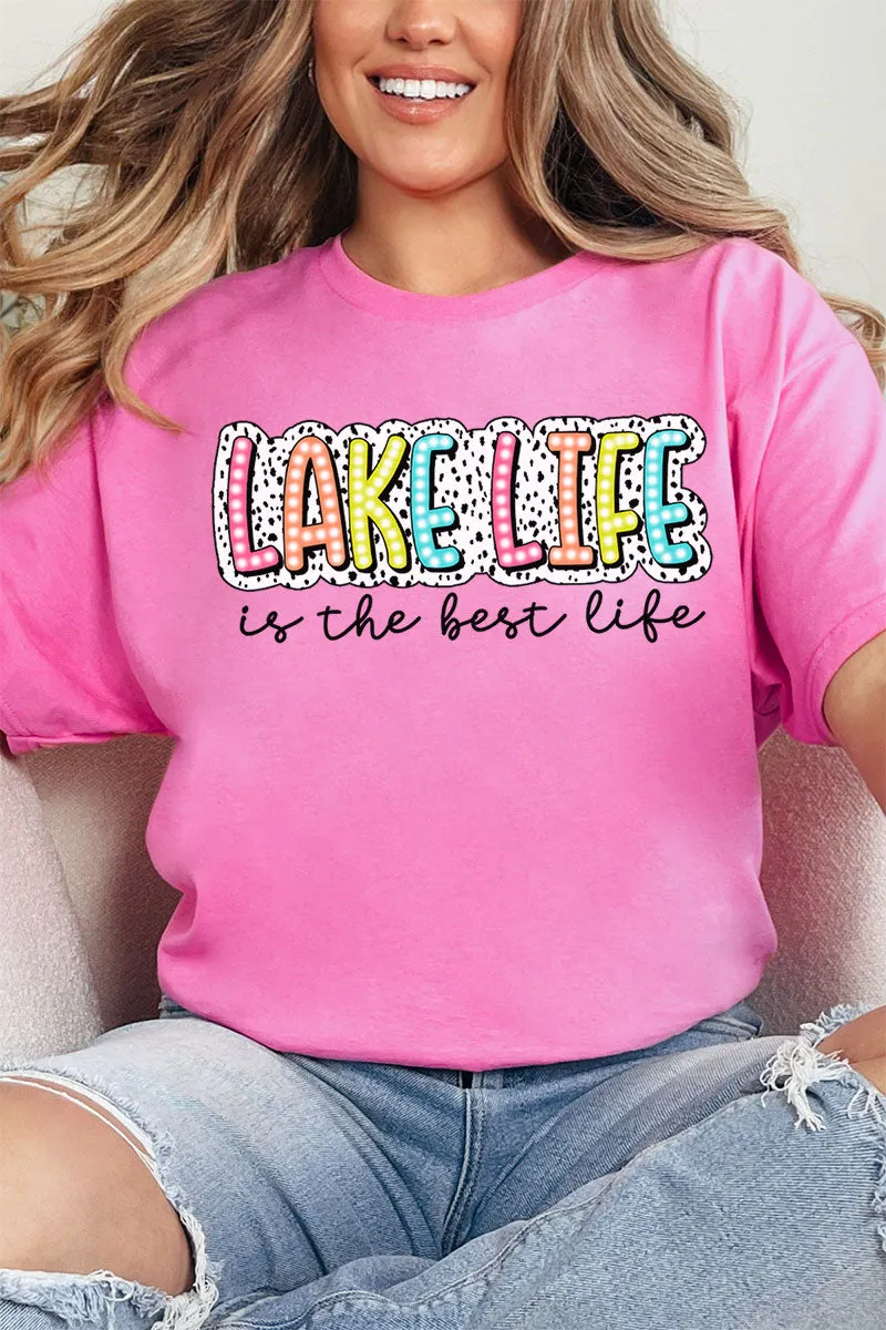 Dalmatian Dots Lake Life Is the Best Life Short Sleeve Relaxed Fit T-Shirt