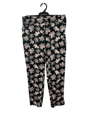 Dark Green & Pink Floral Tapered Pants