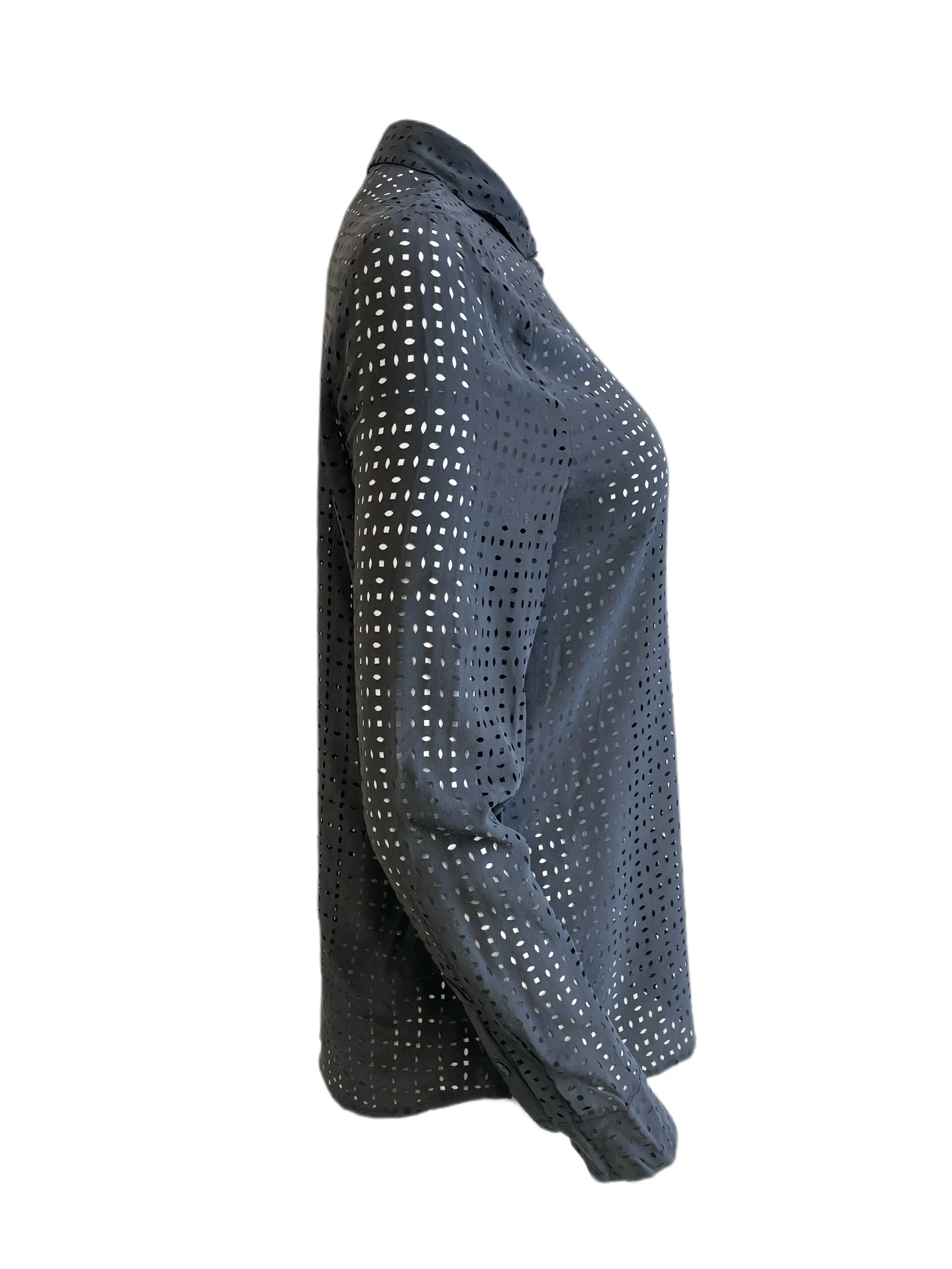 ECRU Women's Grey Slate Collared Button Down Cutots Shirt #3148 S NWT