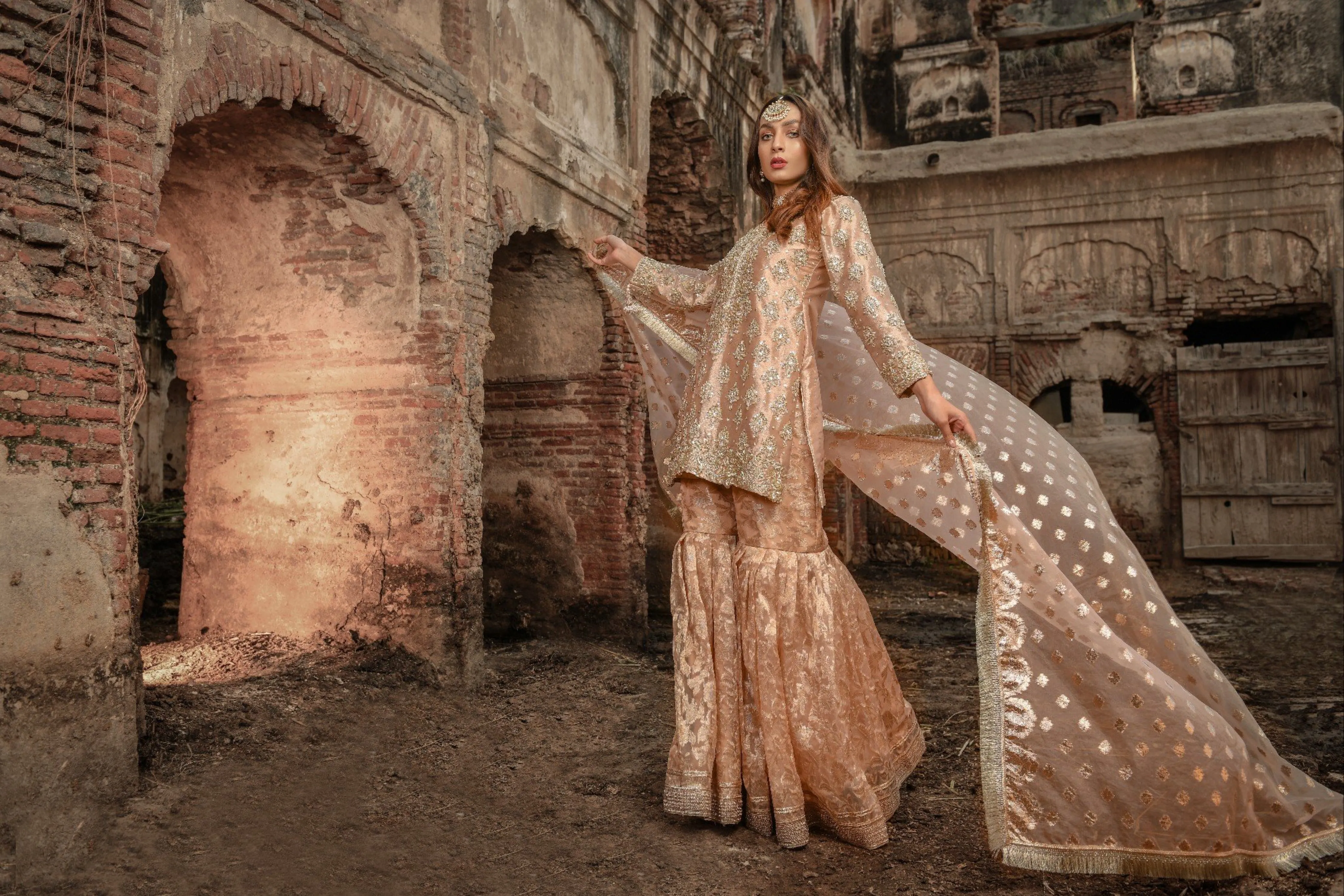 Embellished Pakistani Gharara Dress for Wedding #BS724