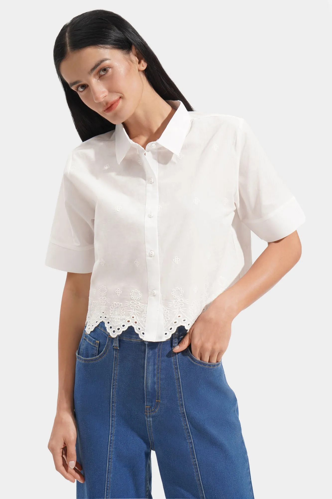 Embroidered Button Down Shirt