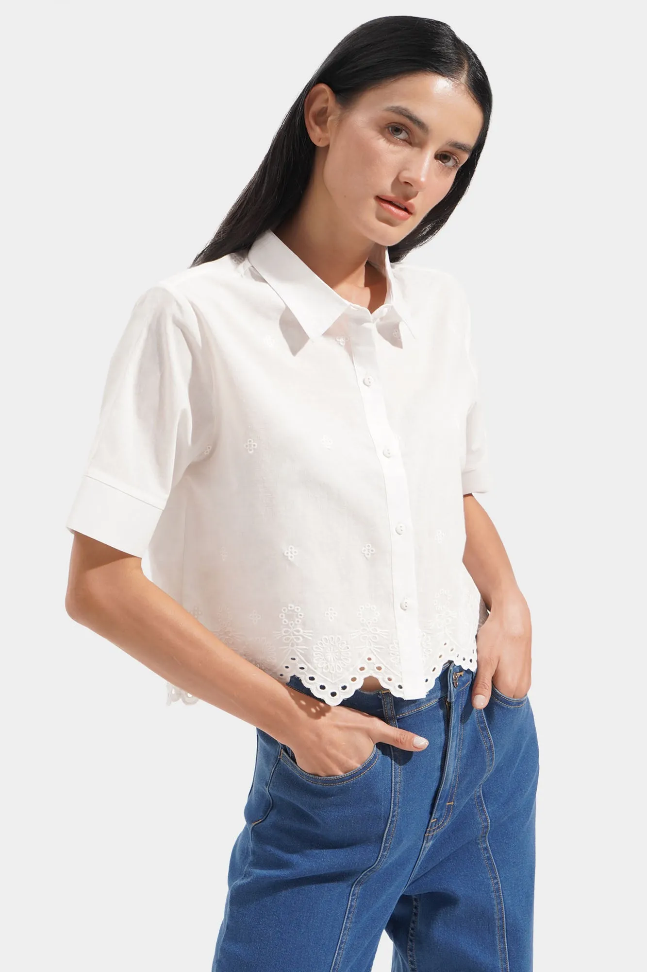 Embroidered Button Down Shirt