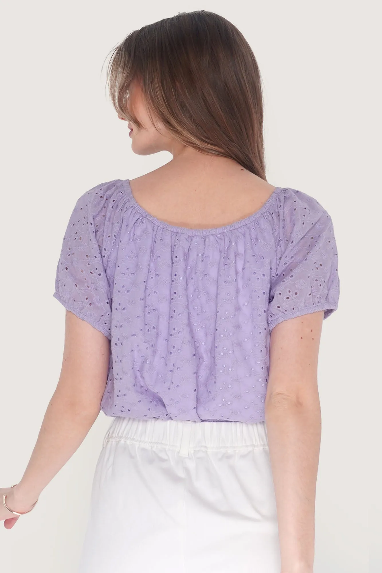 Eyelet Button Down Top