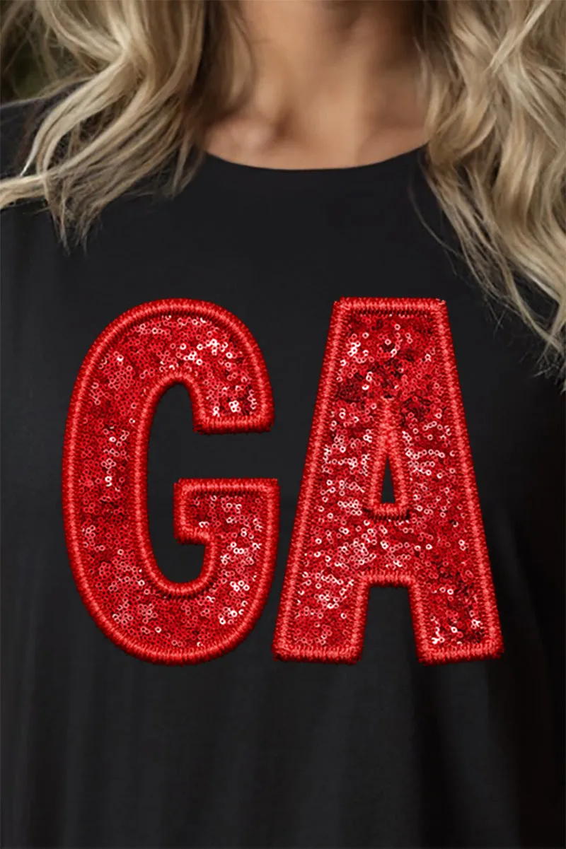 Faux Sequin GA Transfer Short Sleeve Relaxed Fit T-Shirt