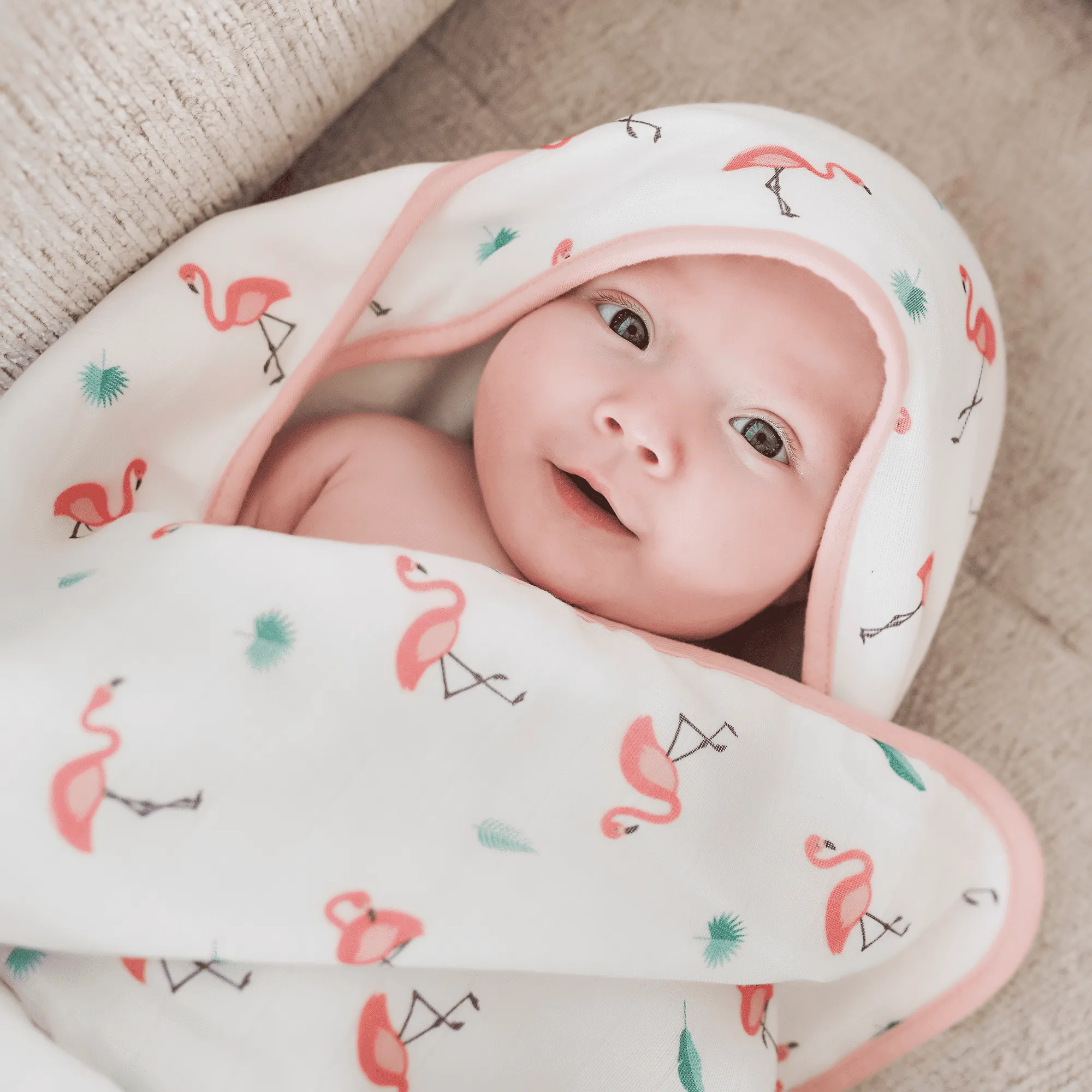 Flamingo Hooded Towel Set