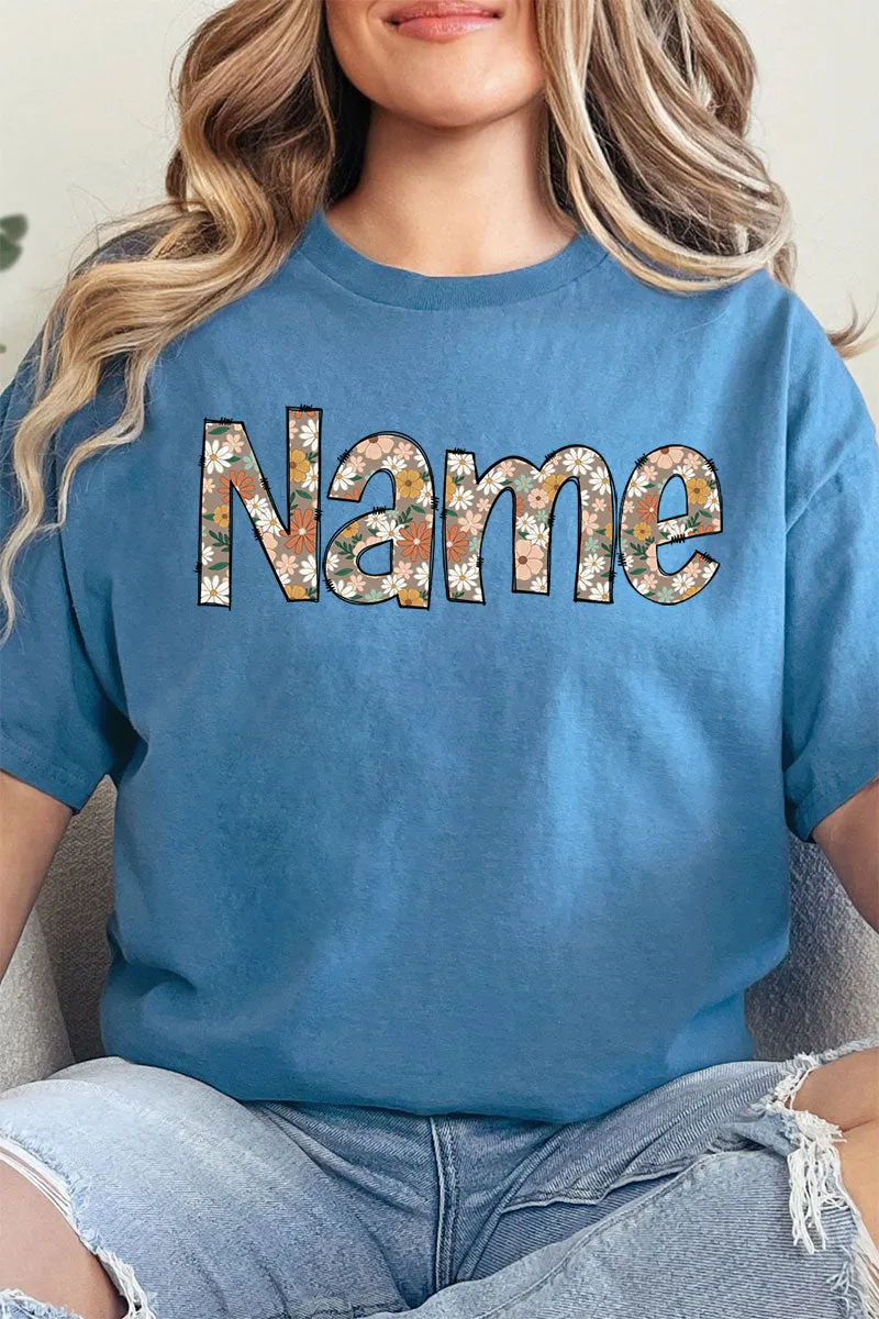 Floral Boho Custom Name Short Sleeve Relaxed Fit T-Shirt