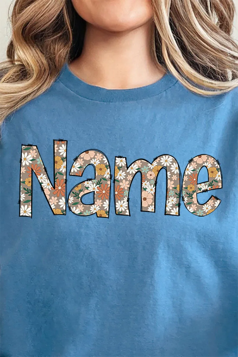 Floral Boho Custom Name Short Sleeve Relaxed Fit T-Shirt