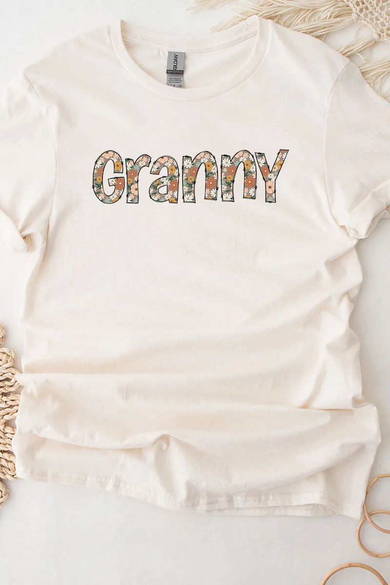 Floral Boho Granny Short Sleeve Relaxed Fit T-Shirt