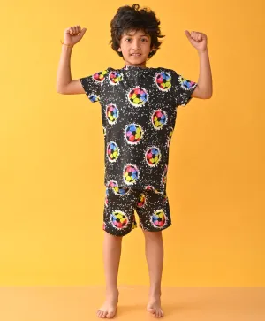 FOOTBALL BLACK SLEEPWEAR SHORT SET- BLACK