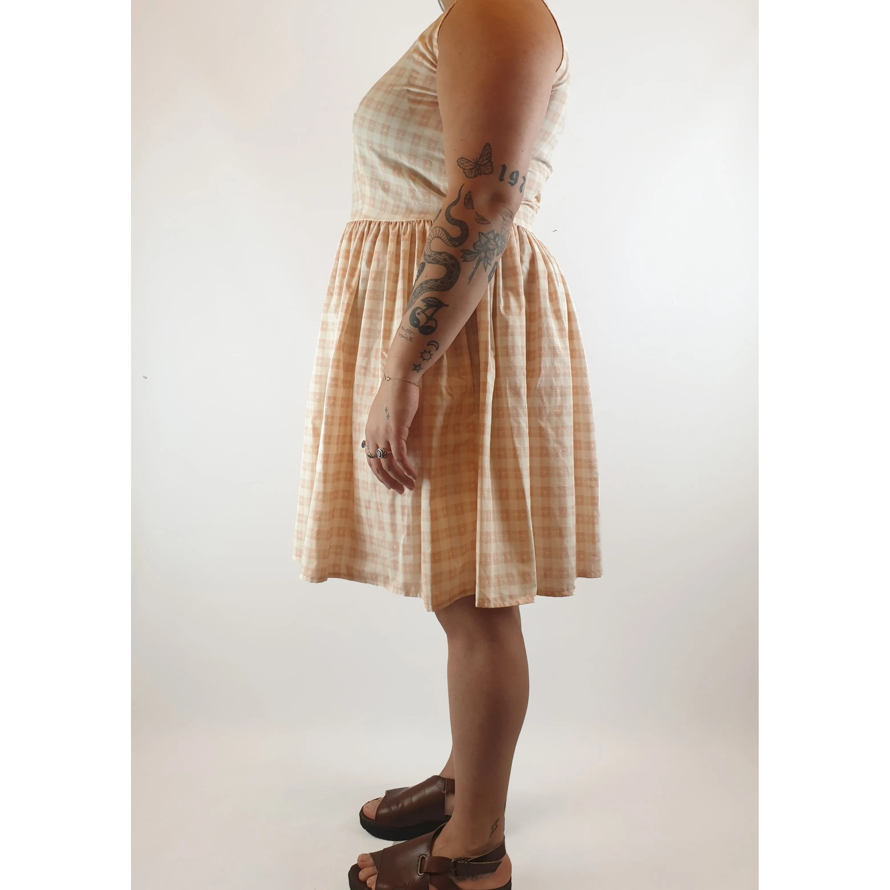 Forest and Things pre-owned pink gingham print dress size 16