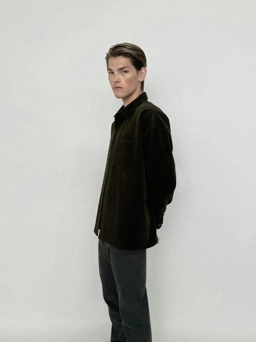 Frame - Men - Dark Olive Relaxed Corduroy Overshirt