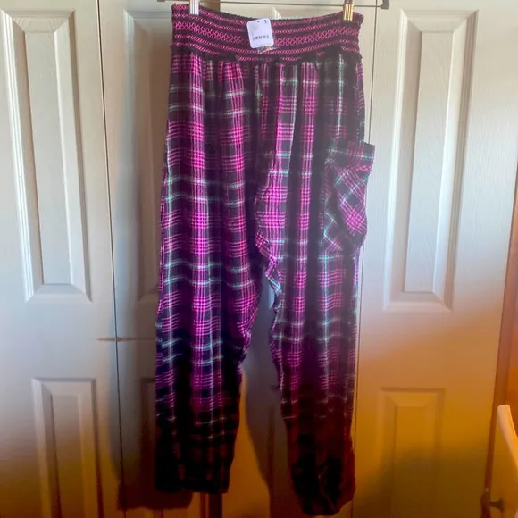Free People NWT Plaid About You Pajama/Lounge Pants Size Small