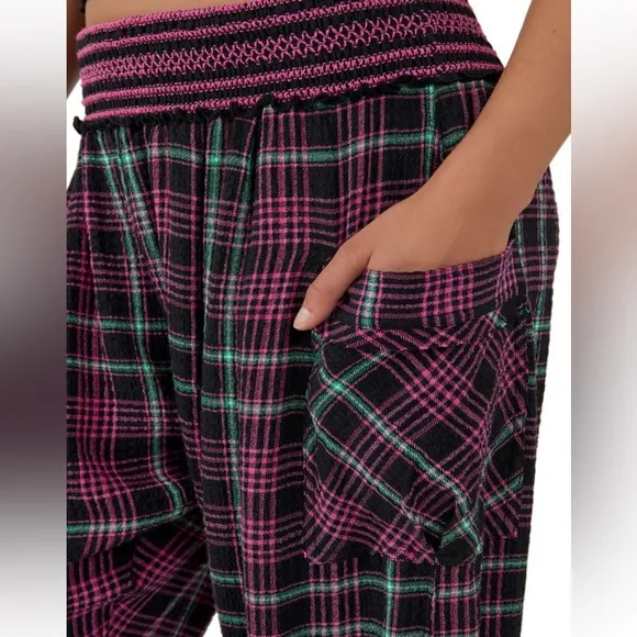 Free People NWT Plaid About You Pajama/Lounge Pants Size Small