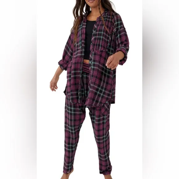 Free People NWT Plaid About You Pajama/Lounge Pants Size Small