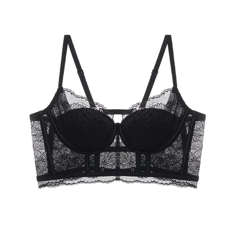 French Embroidery Lace Transparent Push Up Bra Sets