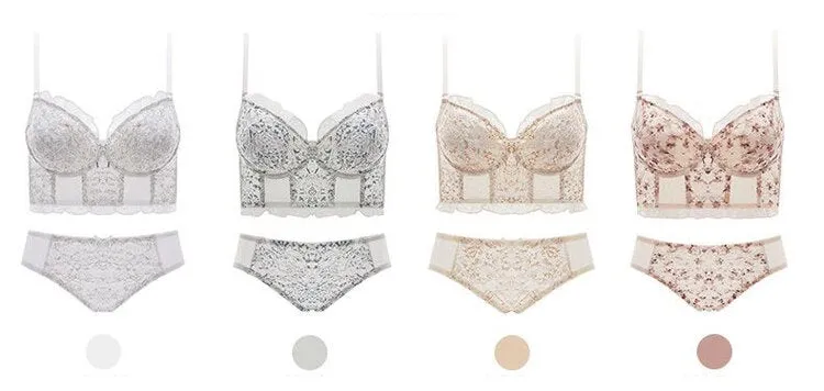 French Embroidery Lingerie Sets Lace Flower Underwear