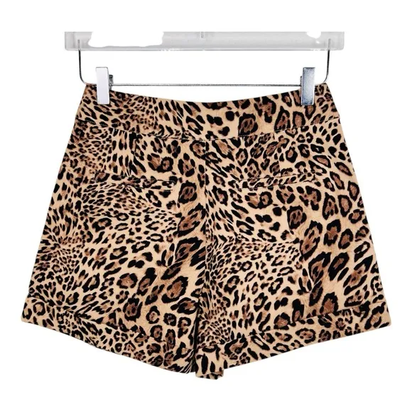 Generation Love Kelsey Shorts Wild Leopard Pleated Front Cuffed Dress Shorts
