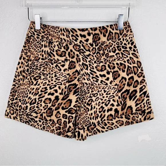 Generation Love Kelsey Shorts Wild Leopard Pleated Front Cuffed Dress Shorts