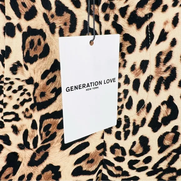 Generation Love Kelsey Shorts Wild Leopard Pleated Front Cuffed Dress Shorts