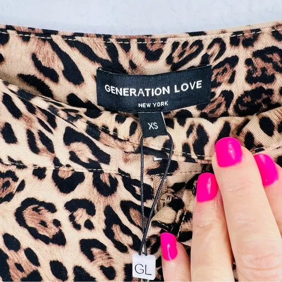 Generation Love Kelsey Shorts Wild Leopard Pleated Front Cuffed Dress Shorts