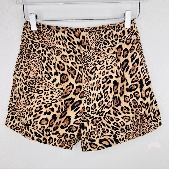 Generation Love Kelsey Shorts Wild Leopard Pleated Front Cuffed Dress Shorts