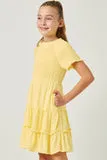 Girls Smocked Top Tiered Swiss Dot Dress