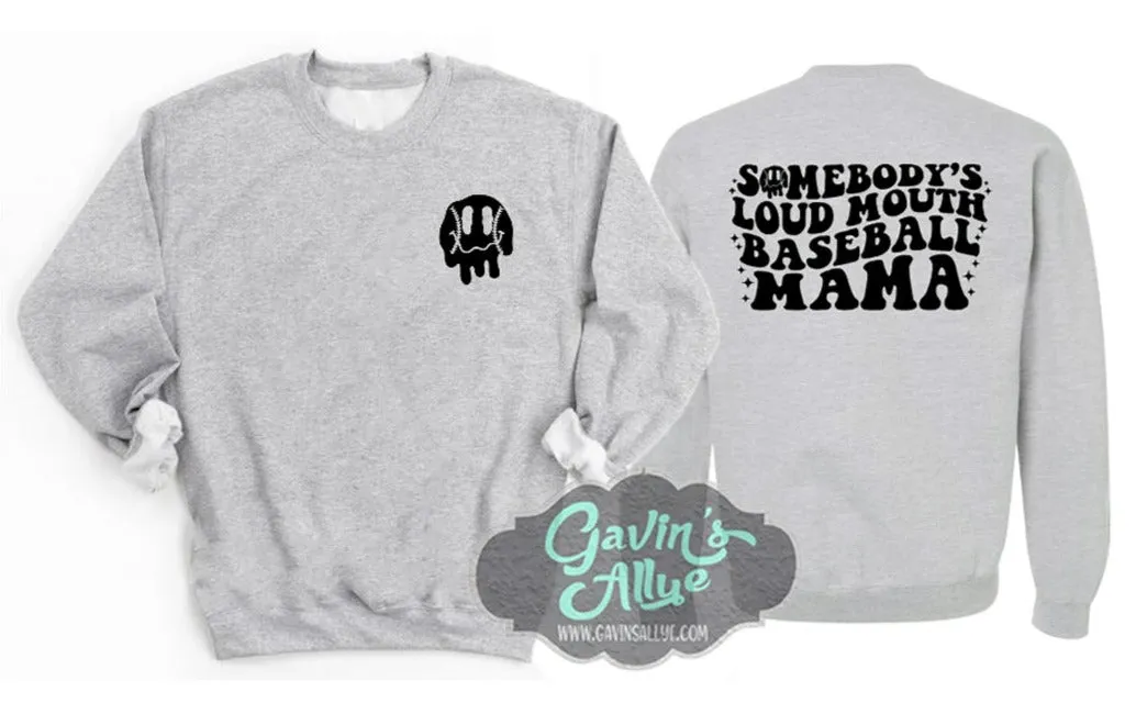 Glitter Baseball Hoodie | Baseball Shirts | Baseball Sweatshirt  | Somebody's Loud Mouth Baseball Mama Customize Colors | Adult or Youth Sizes