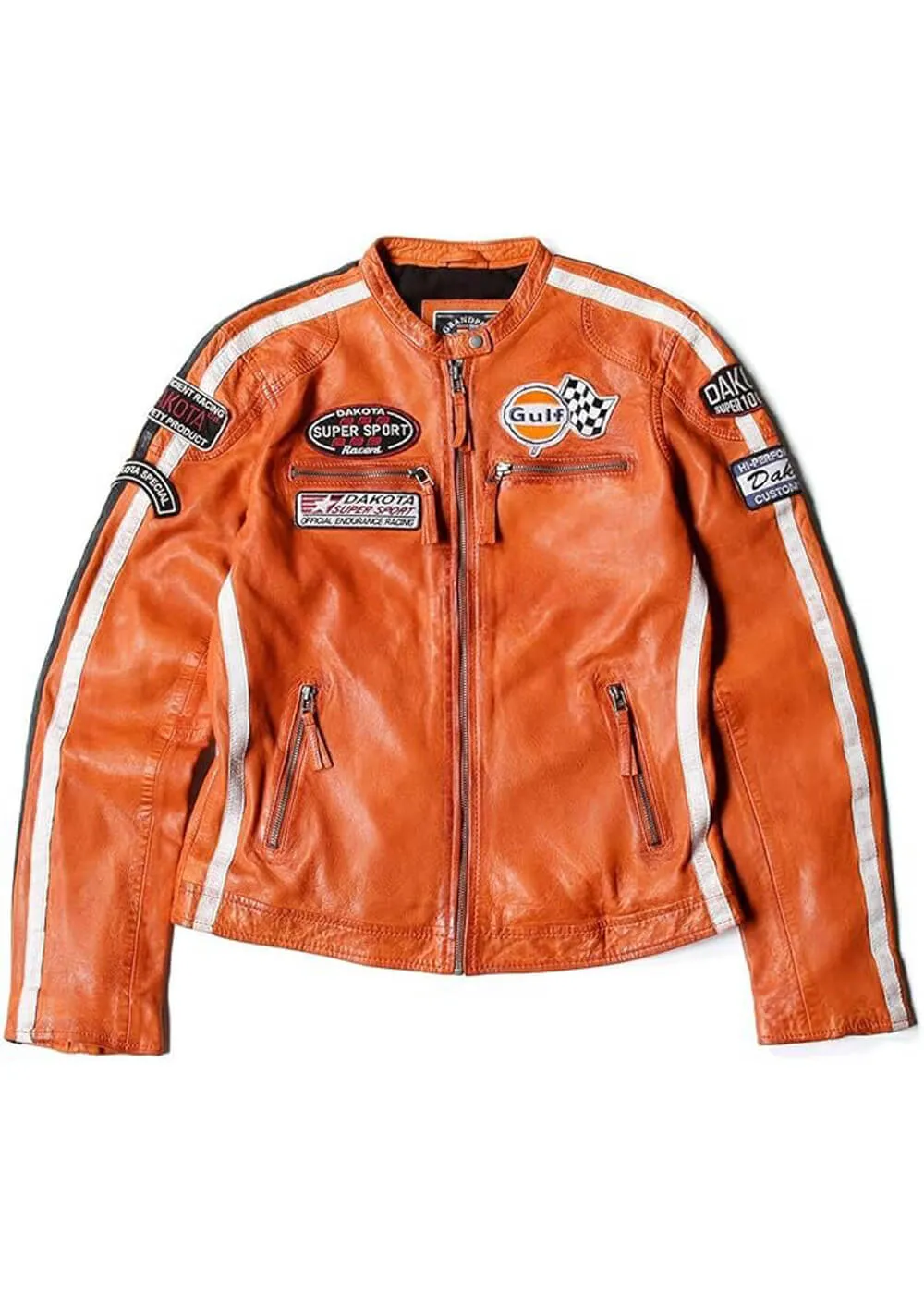 Grand Prix Dames Gulf Racing Leren Jas Oranje