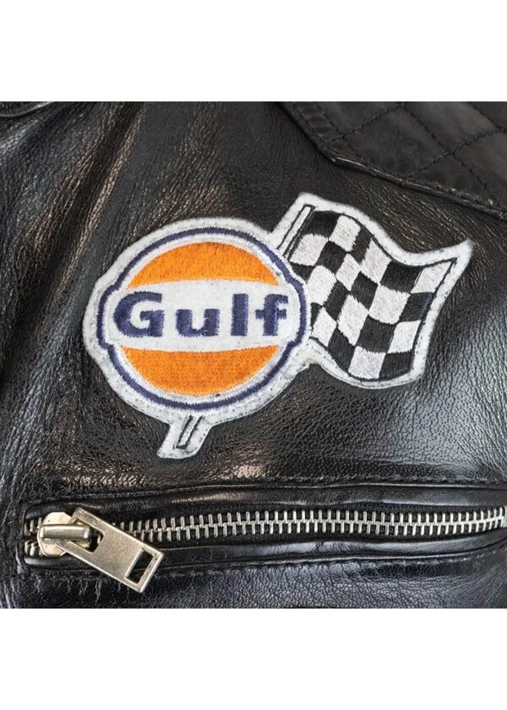 Grand Prix Dames Gulf Racing Leren Jas Zwart