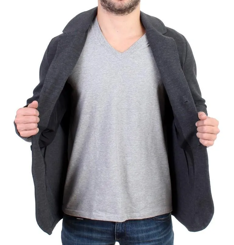 Gray Comfort Stretch Two Button Blazer