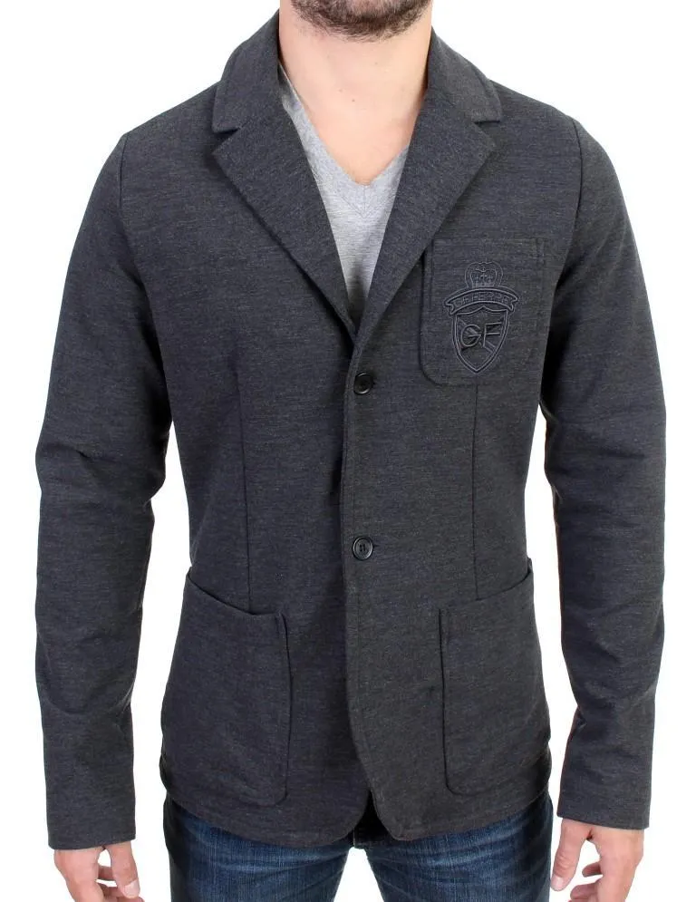 Gray Comfort Stretch Two Button Blazer
