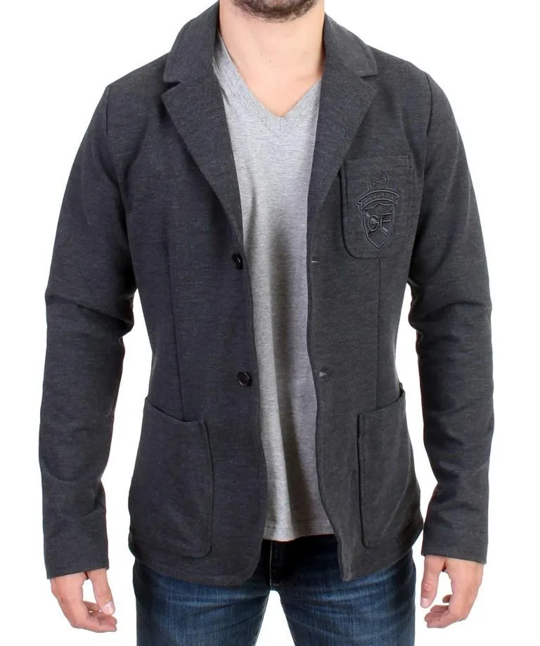 Gray Comfort Stretch Two Button Blazer