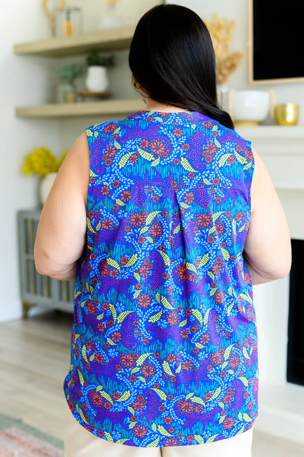 Hazel Blues® |  Lizzy Tank Top in Royal and Red Abstract