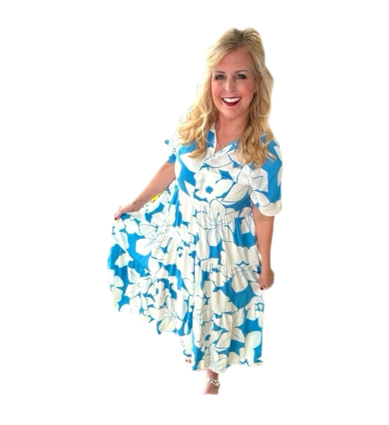 Helene - Blue Cream Jumbo Floral