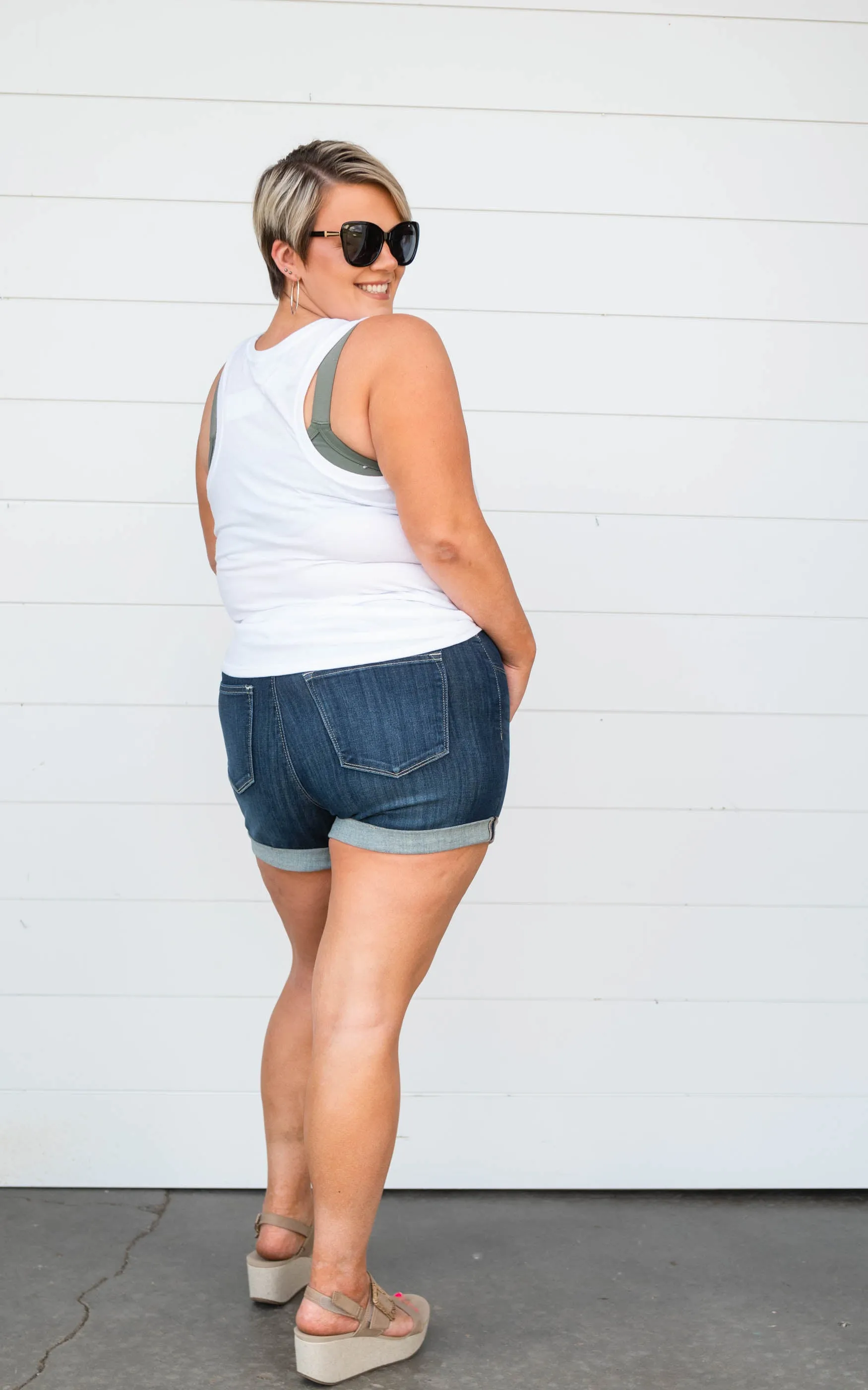 Hi- Waist Pull-On Denim Shorts - Judy Blue - Final Sale