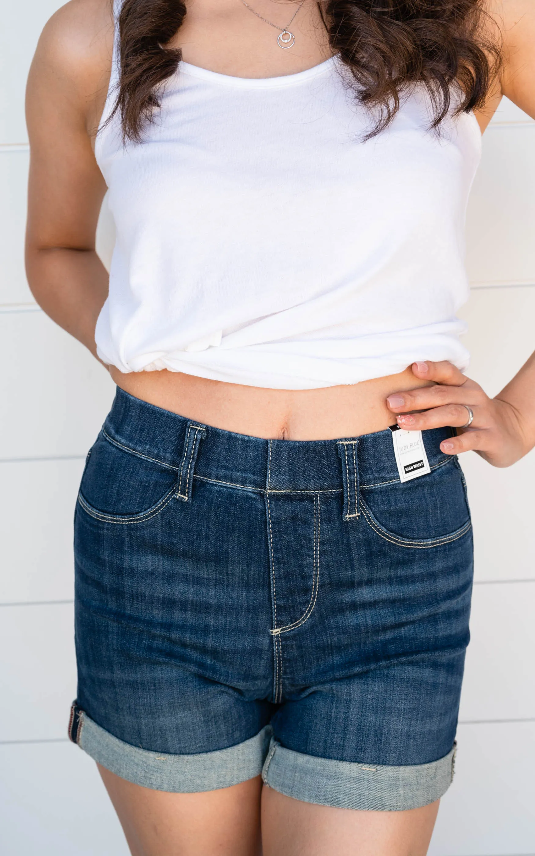 Hi- Waist Pull-On Denim Shorts - Judy Blue - Final Sale