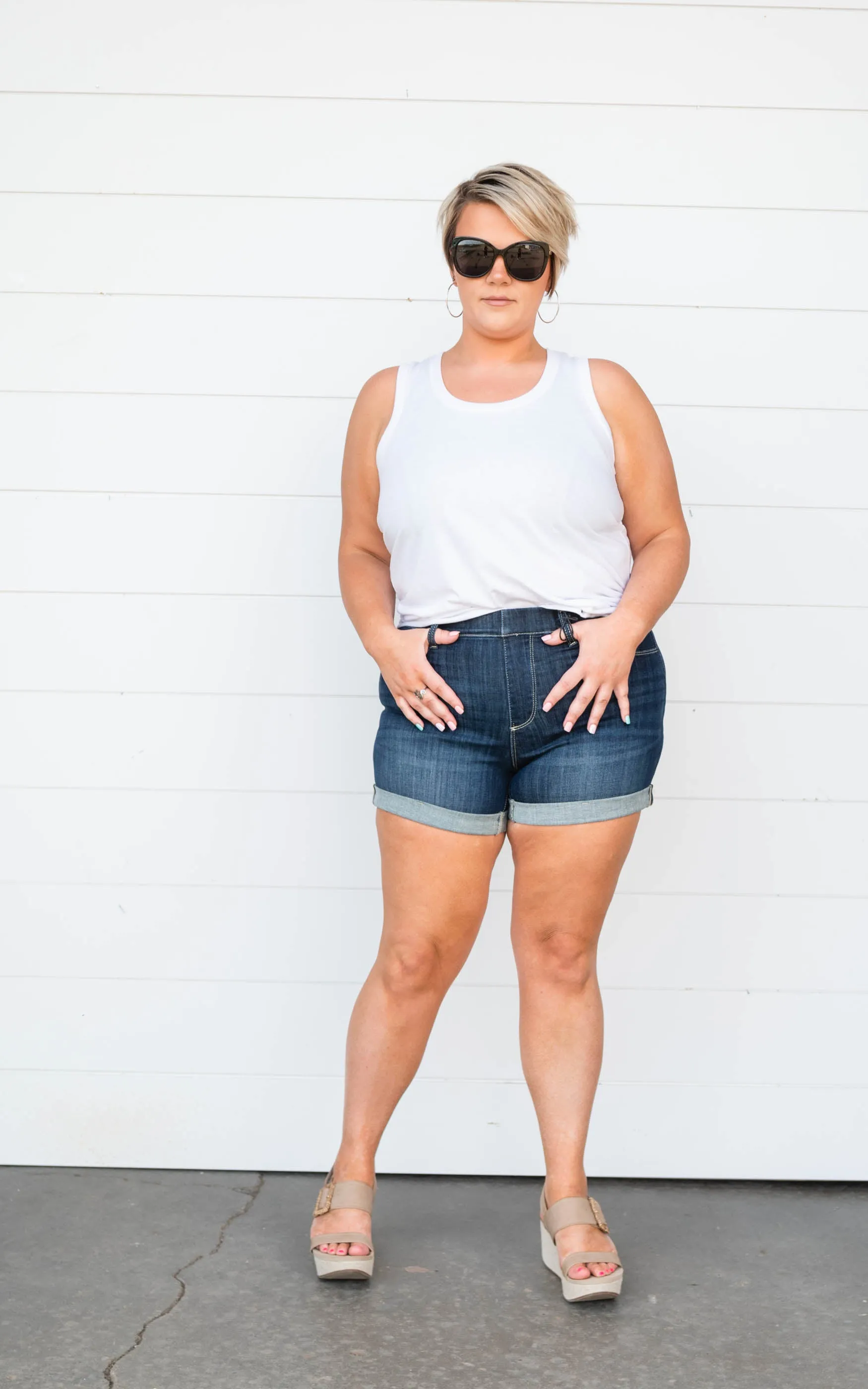 Hi- Waist Pull-On Denim Shorts - Judy Blue - Final Sale