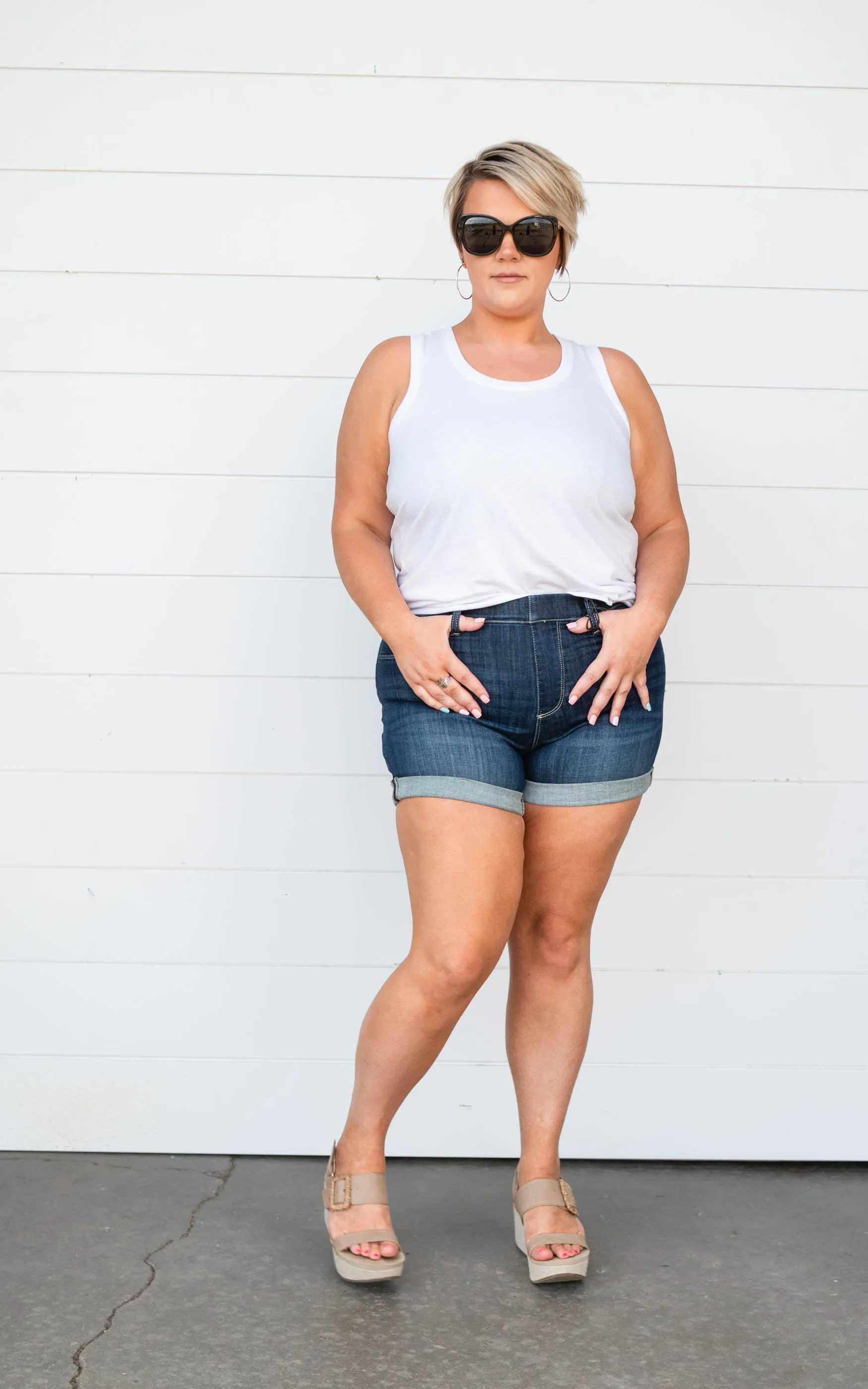 Hi- Waist Pull-On Denim Shorts - Judy Blue - Final Sale