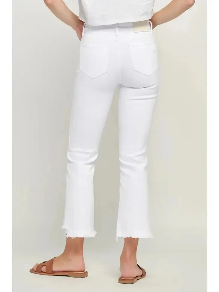HIDDEN White Frayed Hem Cropped Flare