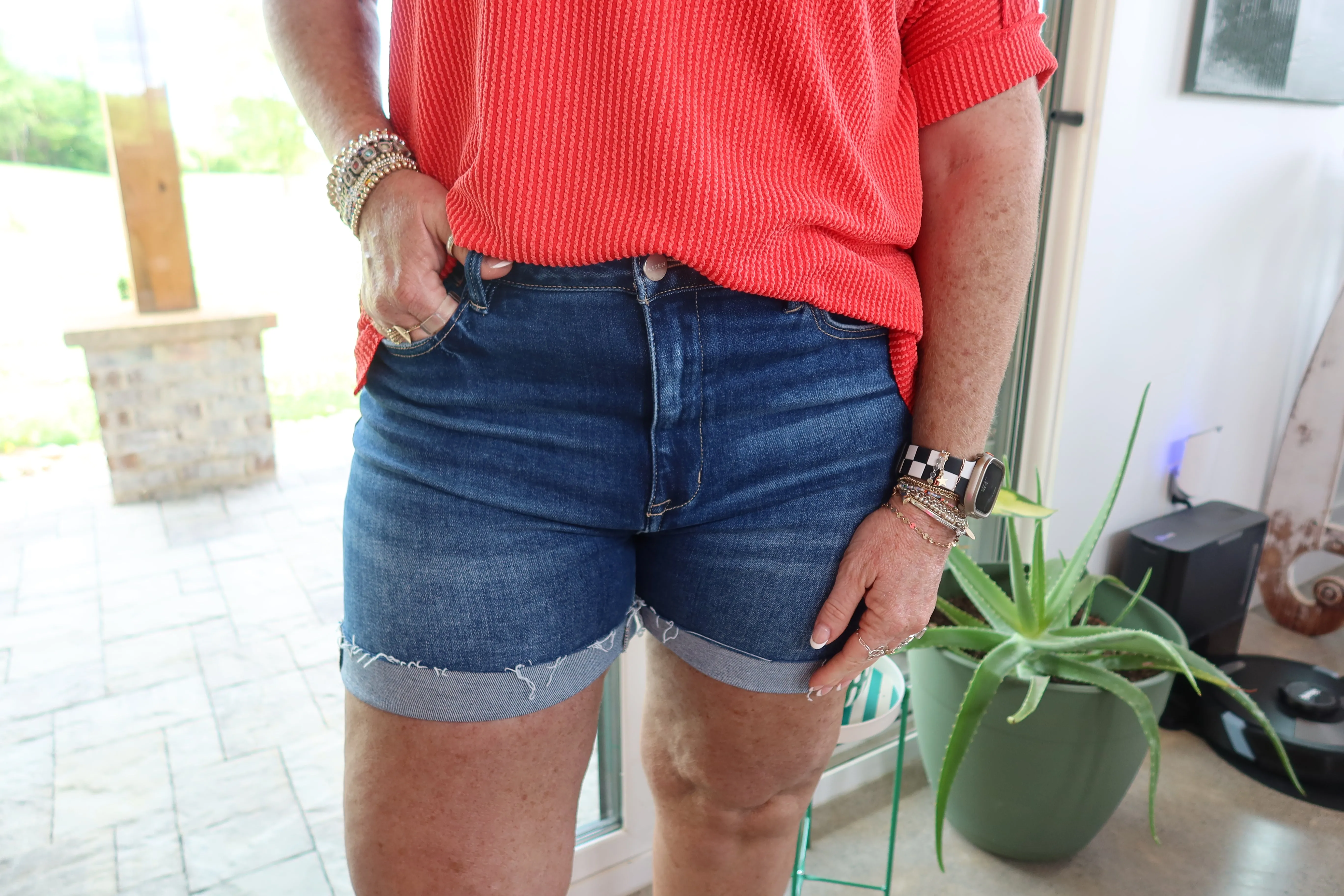 High Rise Cuffed Shorts