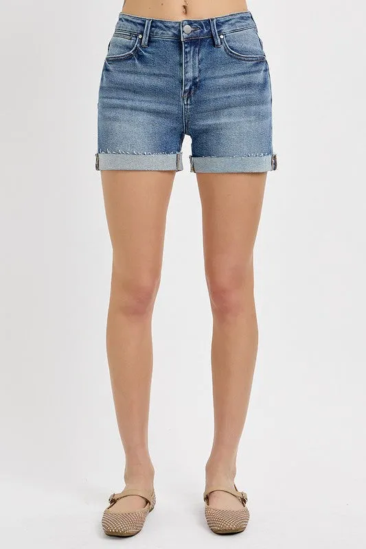 HIGH RISE TURN UP CUFFED SHORTS