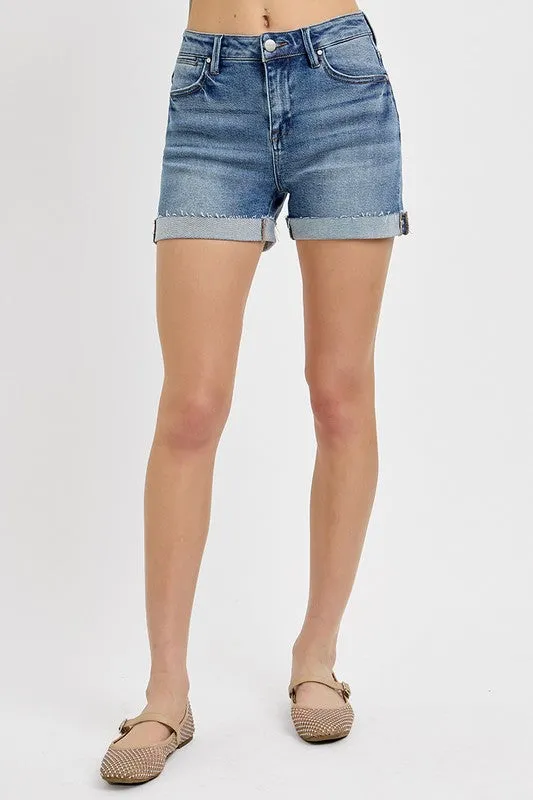 HIGH RISE TURN UP CUFFED SHORTS