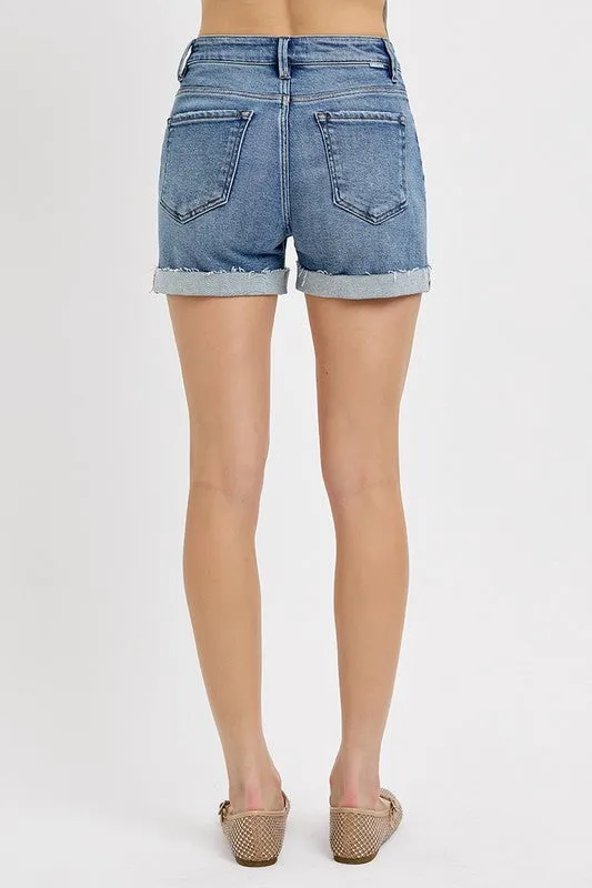 HIGH RISE TURN UP CUFFED SHORTS