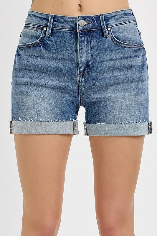 HIGH RISE TURN UP CUFFED SHORTS