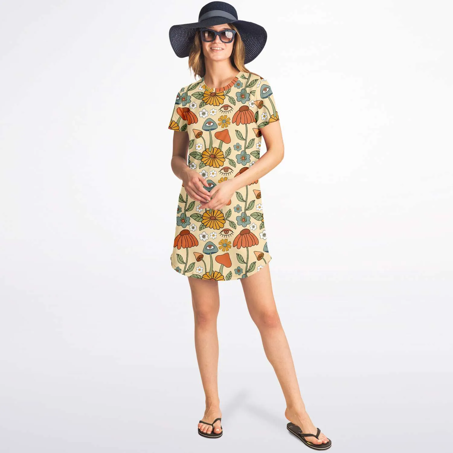 Hippie Mushroom Love Tshirt Dress