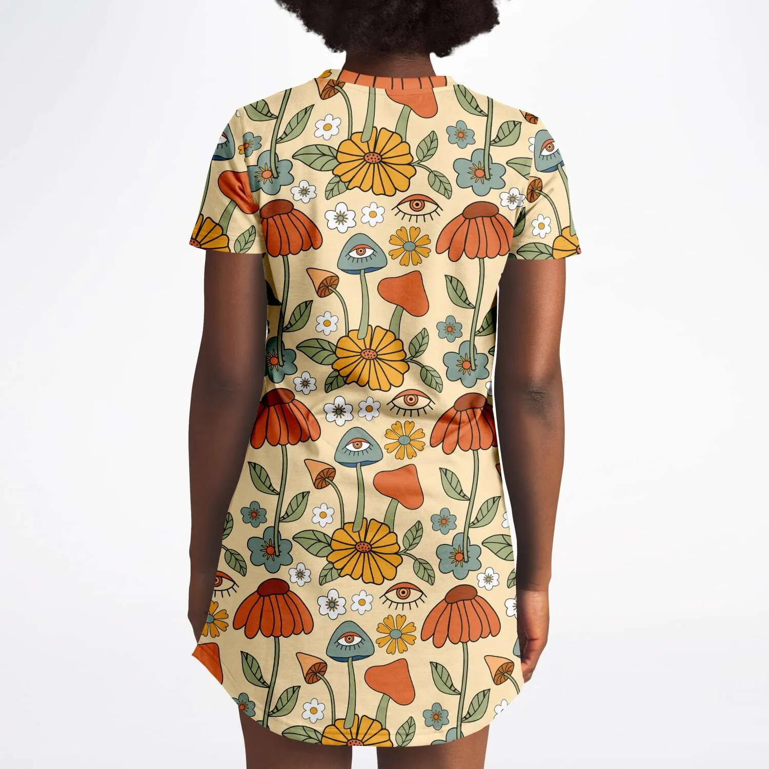 Hippie Mushroom Love Tshirt Dress
